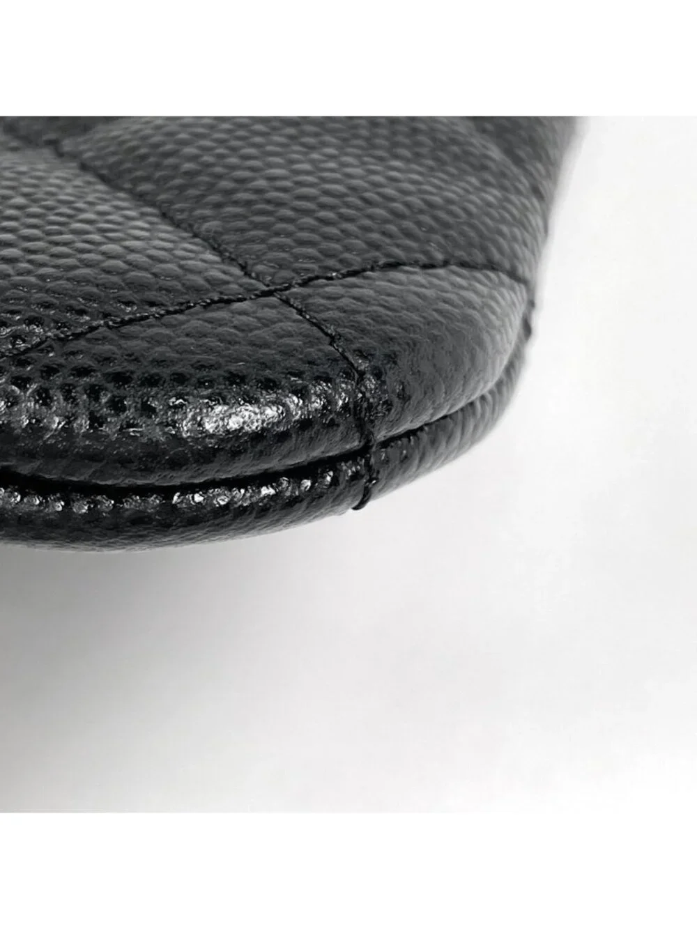 Chanel CC Logo Pouch Quilted Caviar Leather Black